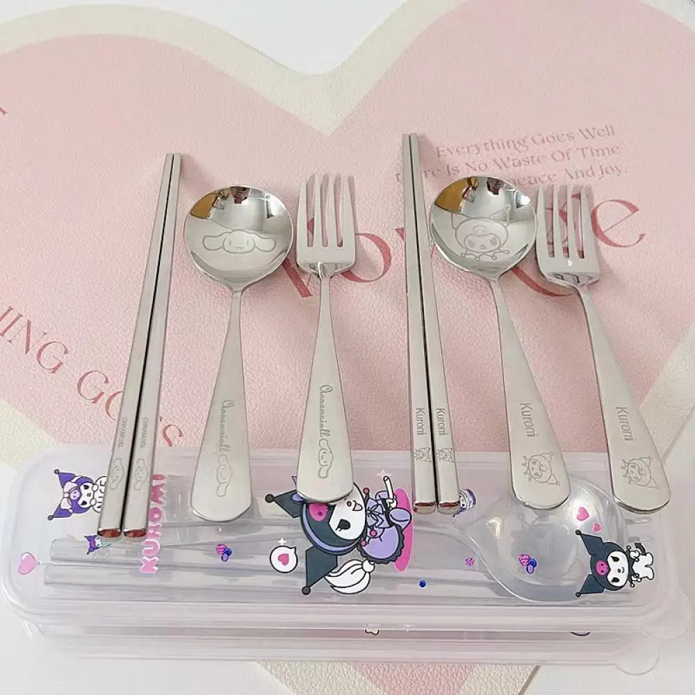 Sanrio Spoon Fork Chopsticks 3 Piece Set Cute Kuromi Pompompurin Hello Kitty Stainless Steel Child Tableware Kitchen Supplies
Sanrio Spoon Fork Chopsticks 3 Piece Set Cute Kuromi Pompompurin Hello Kitty Stainless Steel Child Tableware Kitchen Supplies