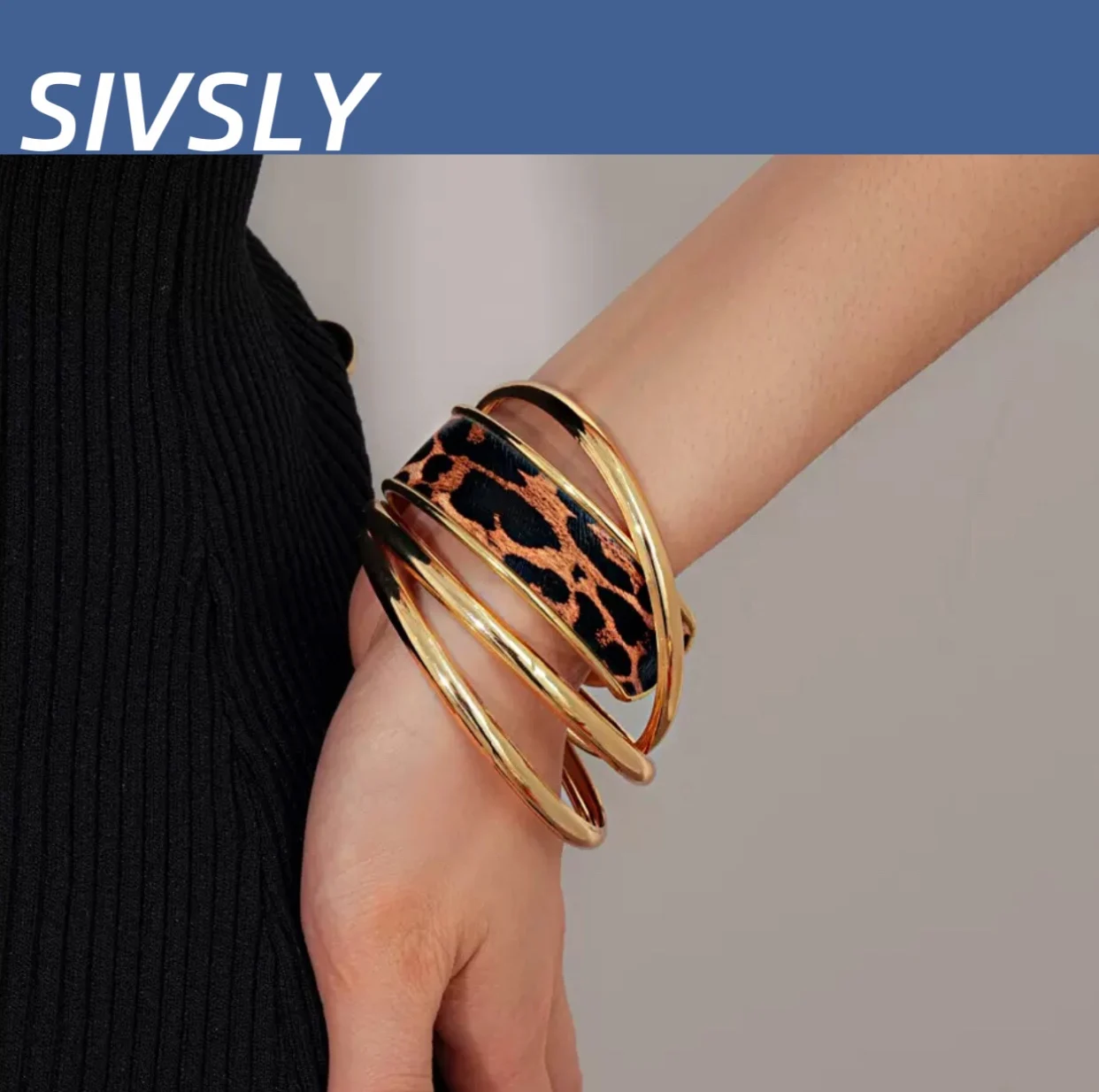 European and American leather leopard print layered open bracelets retro bracelets fashionable simple design sense luxurious 
European and American leather leopard print layered open bracelets retro bracelets fashionable simple design sense luxurious