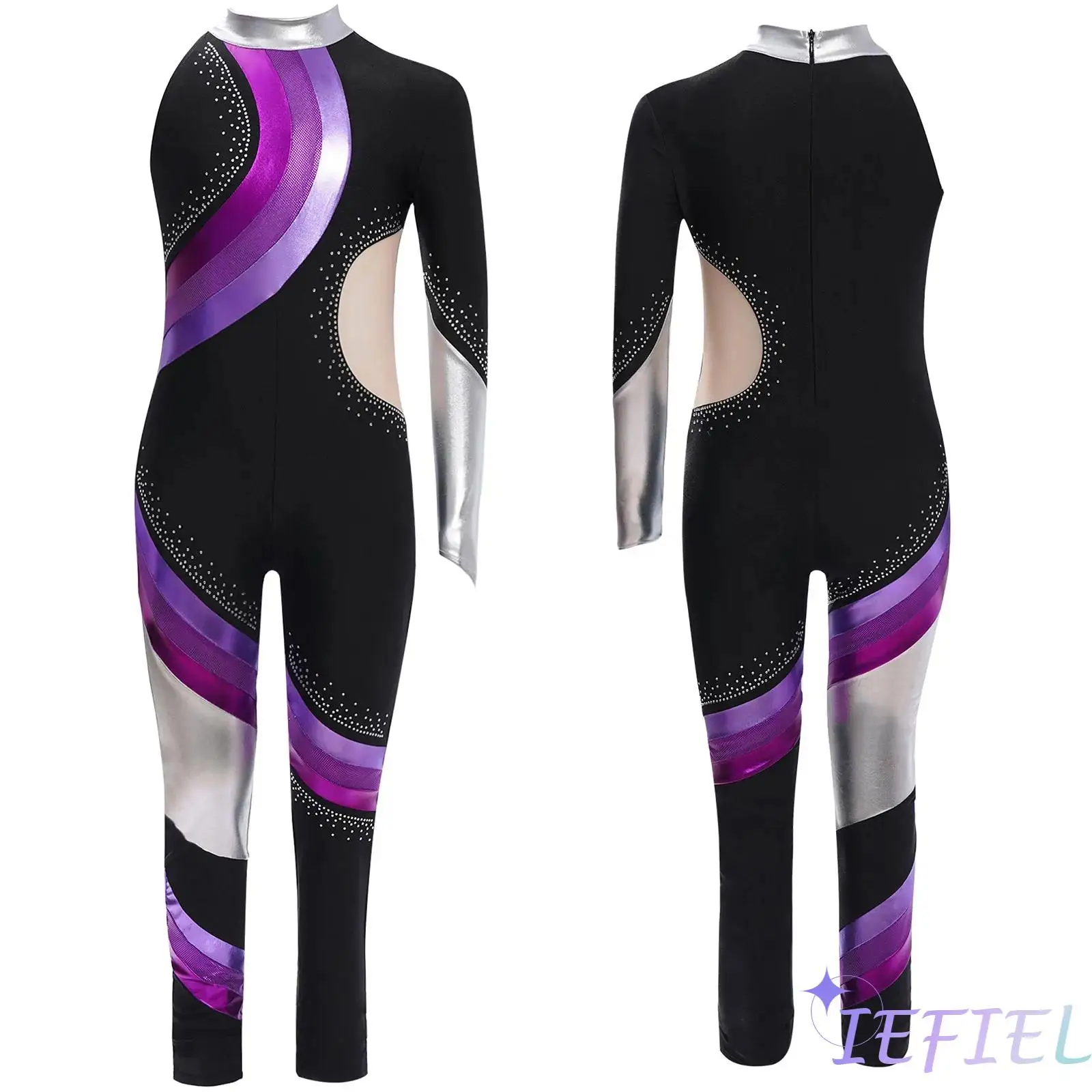Kids Girls Dance Costume Rhythmic Gymnastics Jumpsuit Color Block Sparkle Rhinestones Bodysuit Asymmetrical Full Length Leotard
Kids Girls Dance Costume Rhythmic Gymnastics Jumpsuit Color Block Sparkle Rhinestones Bodysuit Asymmetrical Full Length Leotard