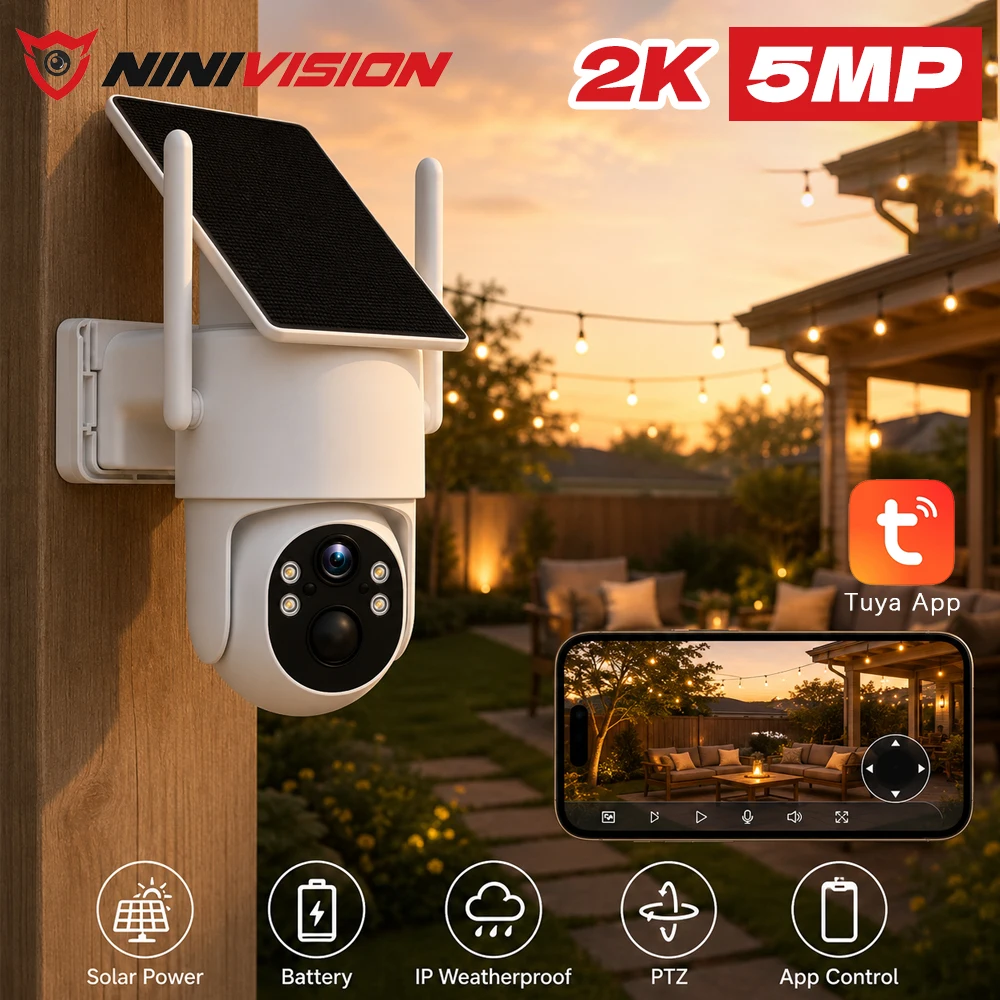 5MP Solar Powered Outdoor WiFi Security Camera Battery PTZ Weatherproof Tuya App Remote View Home Surveillance Camera HD Monitor
5MP Solar Powered Outdoor WiFi Security Camera Battery PTZ Weatherproof Tuya App Remote View Home Surveillance Camera HD Monitor