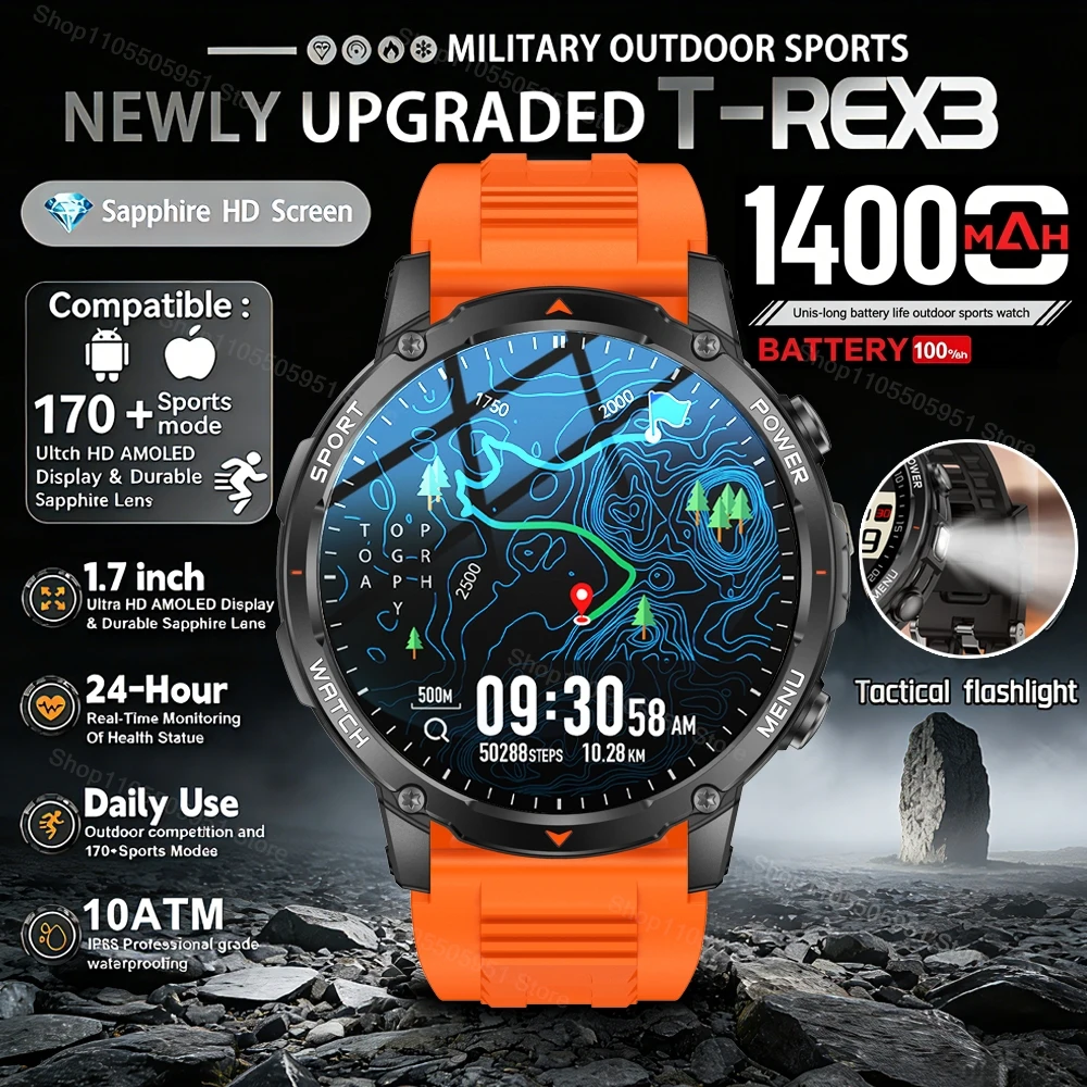 2026 New 1400mAh Battery Outdoor Sports Smart Watch Men LED Flashlight Fitness Tracker Bluetooth Call IP68 Waterproof Smartwatch
2026 New 1400mAh Battery Outdoor Sports Smart Watch Men LED Flashlight Fitness Tracker Bluetooth Call IP68 Waterproof Smartwatch