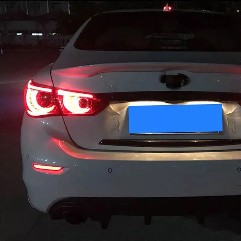 Светодиодные отражатели заднего бампера для Infinity Nissan, лампа бампера, плавкие задние фонари, стробоскопические мигающие тормозные задние противотуманные сигнальные лампы
Светодиодные отражатели заднего бампера для Infinity Nissan, лампа бампера, плавкие задние фонари, стробоскопические мигающие тормозные задние противотуманные сигнальные лампы