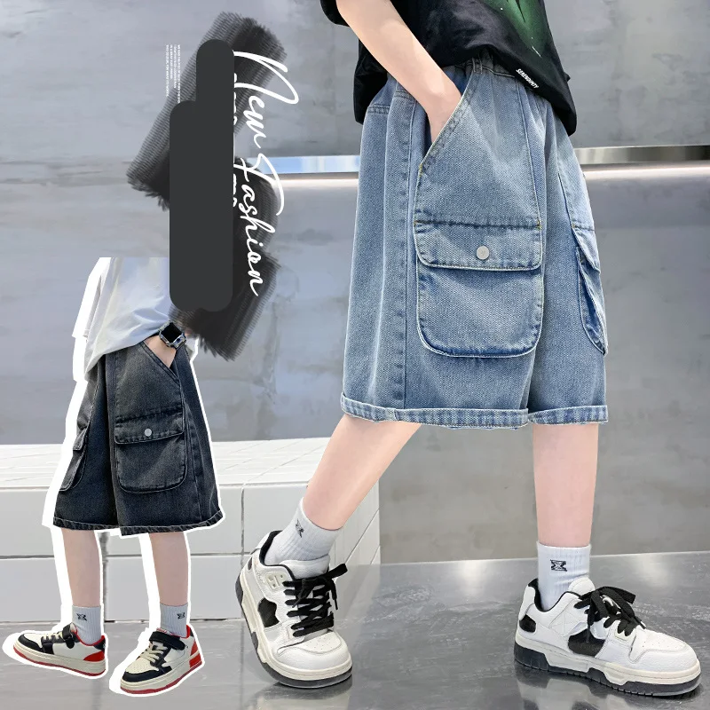High Quality Kids Summer Denim Shorts With Pocket for Boys Korean Style Fashion Children's Knee-Length Loose Cargo Short Jeans
High Quality Kids Summer Denim Shorts With Pocket for Boys Korean Style Fashion Children's Knee-Length Loose Cargo Short Jeans
