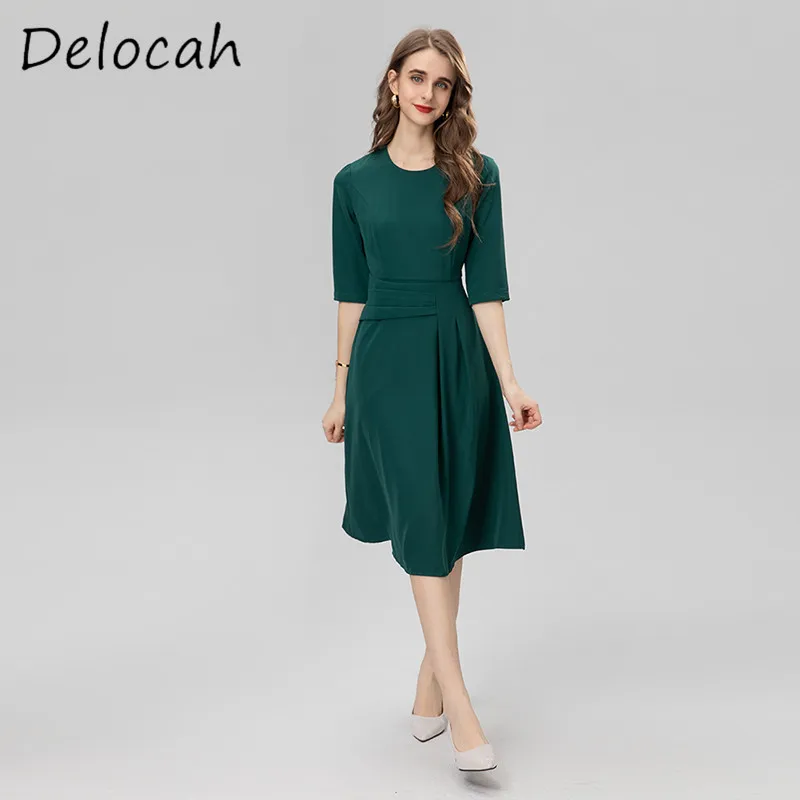 Deloach весна/лето новое модное женское платье трапециевидной формы с круглым вырезом и талией в сложенном минимальном дизайне, черное, с двойным карманом и половиной рукавов
Deloach весна/лето новое модное женское платье трапециевидной формы с круглым вырезом и талией в сложенном минимальном дизайне, черное, с двойным карманом и половиной рукавов