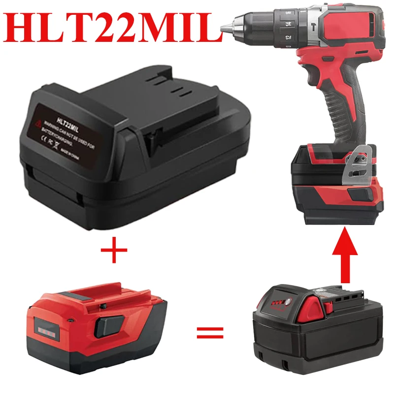 HLT22MIL Power Tool Adapter Converter for Hilti 22V B22 Li-ion Battery Convert To for Milwaukee 18V M18 Battery Power Tool
HLT22MIL Power Tool Adapter Converter for Hilti 22V B22 Li-ion Battery Convert To for Milwaukee 18V M18 Battery Power Tool