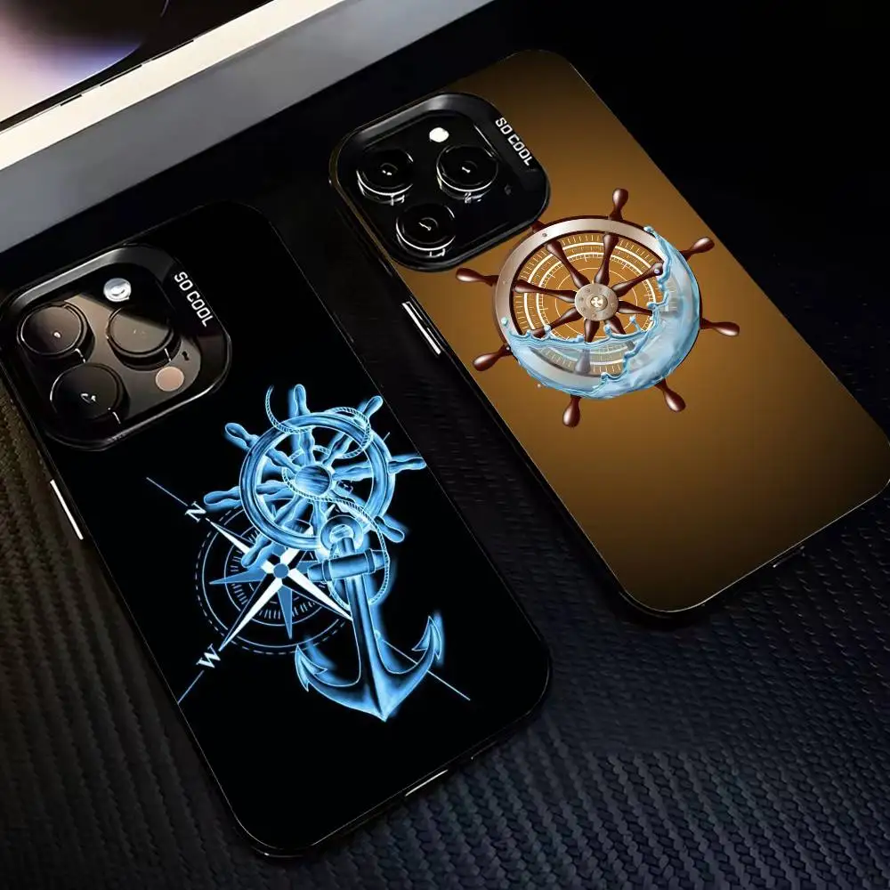 Retro Sailor Vibe Anchor ship wheel Phone Case For iPhone17,16,15,14,13,12,11 Plus,Pro Max Black Border Silver Plated Cover
Retro Sailor Vibe Anchor ship wheel Phone Case For iPhone17,16,15,14,13,12,11 Plus,Pro Max Black Border Silver Plated Cover