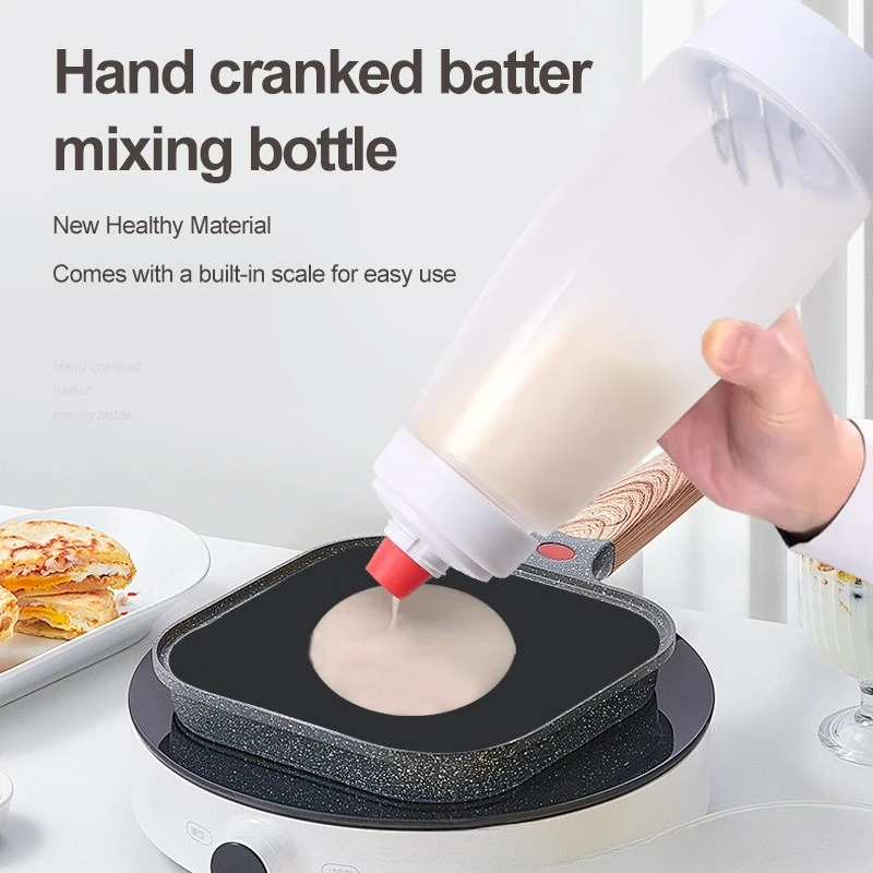 Hand Cranked Batter Mixer Bottle with Scale Batter Dispenser Pancake with Whisk Ball Baked Goods Tool to Easy-Squeeze Design
Hand Cranked Batter Mixer Bottle with Scale Batter Dispenser Pancake with Whisk Ball Baked Goods Tool to Easy-Squeeze Design
