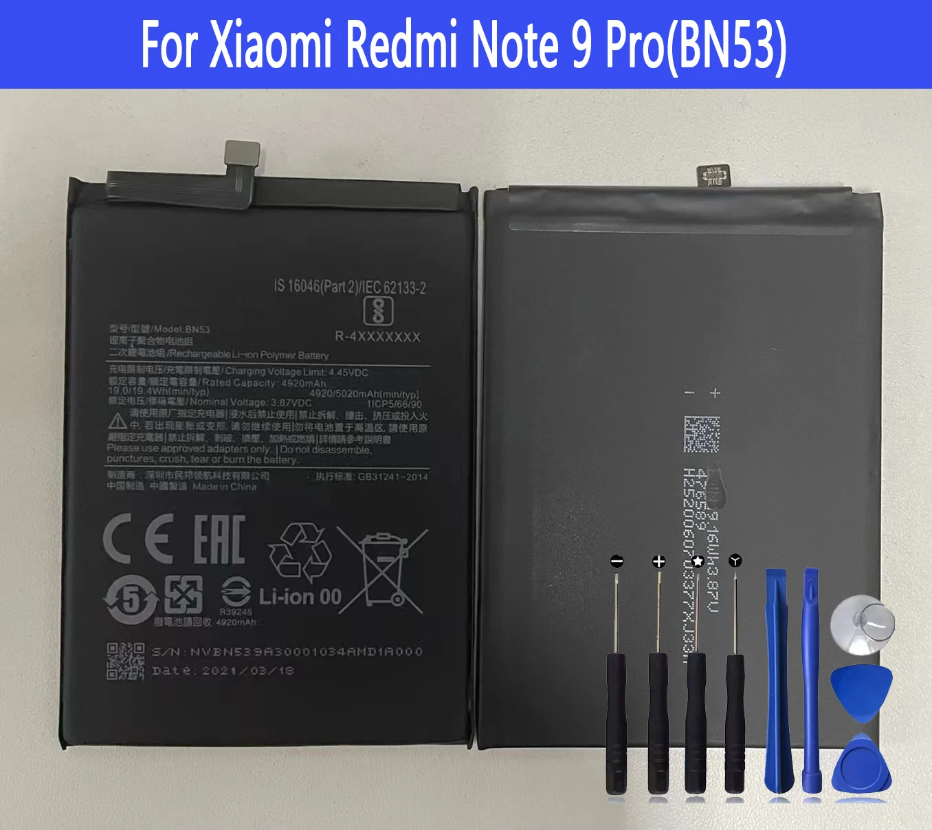 Аккумулятор BN53 для Xiaomi Redmi Note 9 Pro, запасная часть, аккумулятор большой емкости для телефона
Аккумулятор BN53 для Xiaomi Redmi Note 9 Pro, запасная часть, аккумулятор большой емкости для телефона