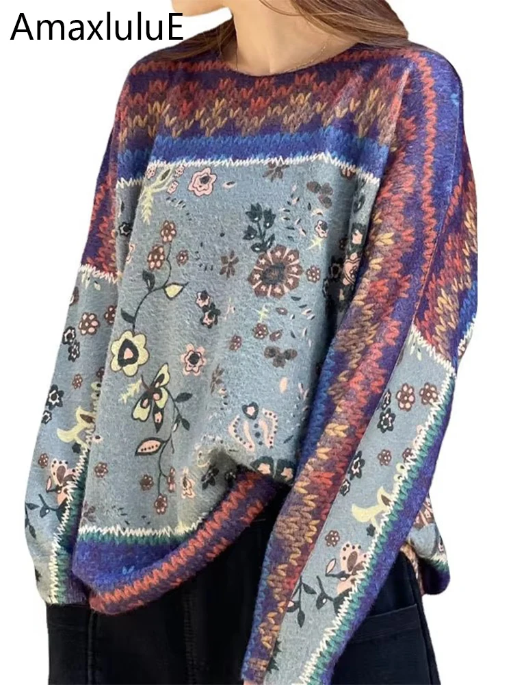 Amax luluE 2024, весенняя мода, трикотаж, женские свободные теплые свитера с принтом, женский пуловер с цветочным принтом для отдыха, роскошные классические джемперы
Amax luluE 2024, весенняя мода, трикотаж, женские свободные теплые свитера с принтом, женский пуловер с цветочным принтом для отдыха, роскошные классические джемперы