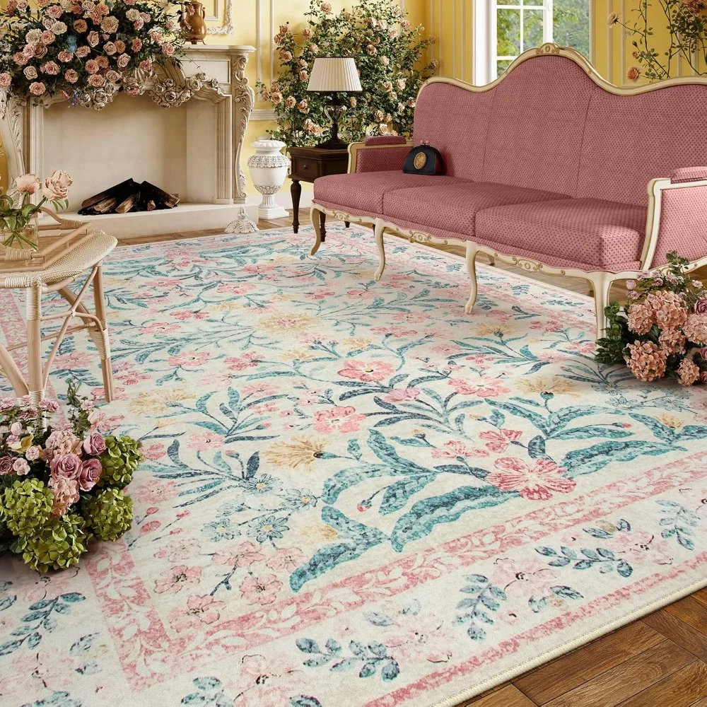 Boho Pink and White Area Rugs 9x12 Living Room, Washable Floral Large Area Rugs for Bedroom, Soft Non-Slip Thin Carpet
Boho Pink and White Area Rugs 9x12 Living Room, Washable Floral Large Area Rugs for Bedroom, Soft Non-Slip Thin Carpet