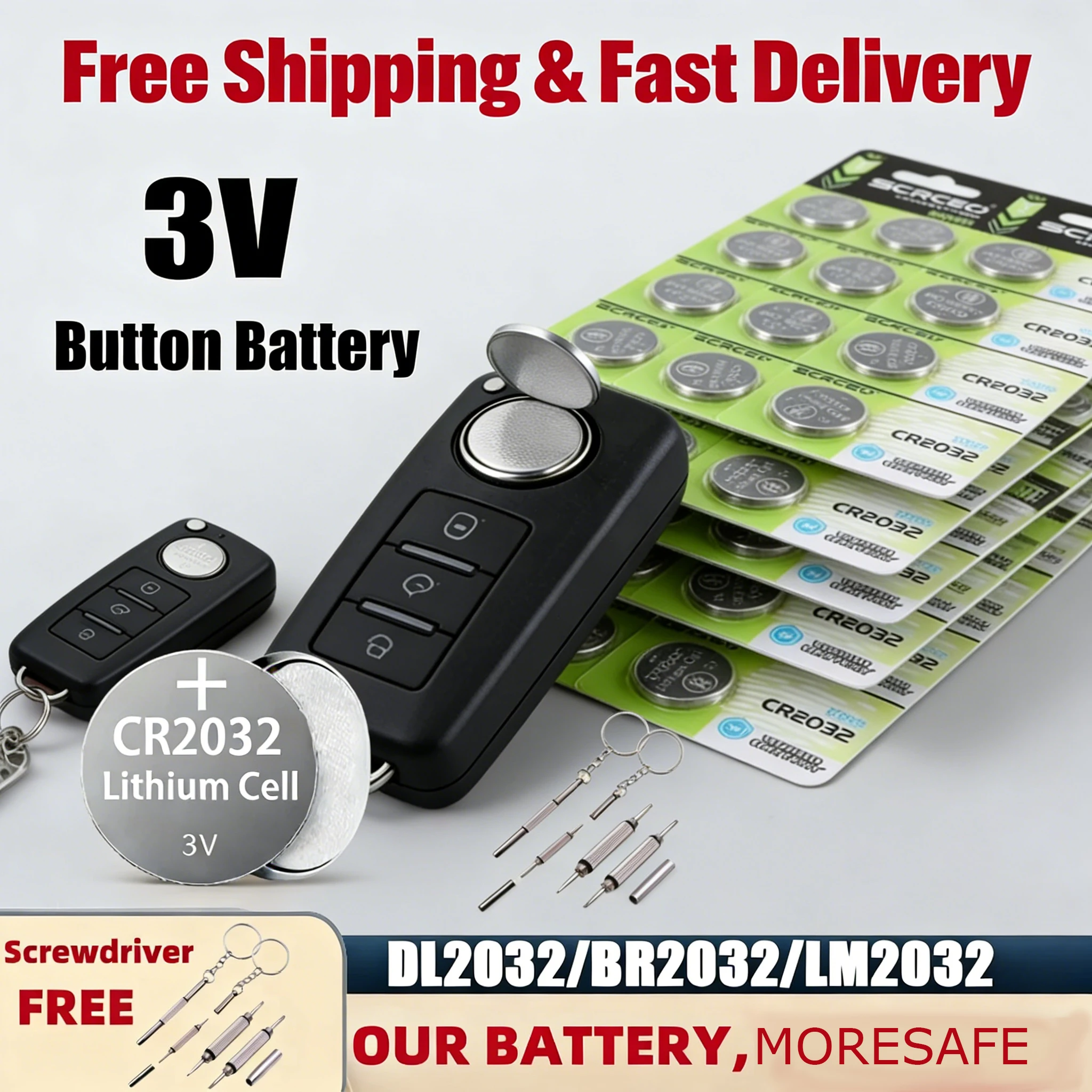 5-100PCS CR2032 3V Lithium Button Battery DL2032 BR2032 KCR2032 High Capacity Coin Cell for Watch Car Key Fob Remote Control
5-100PCS CR2032 3V Lithium Button Battery DL2032 BR2032 KCR2032 High Capacity Coin Cell for Watch Car Key Fob Remote Control