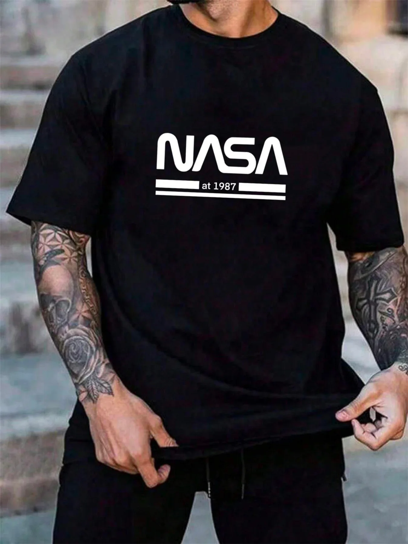 Men's summer 100% pure cotton fashionable casual loose round-neck short-sleeved T-shirt with letter and English pattern prints
Men's summer 100% pure cotton fashionable casual loose round-neck short-sleeved T-shirt with letter and English pattern prints