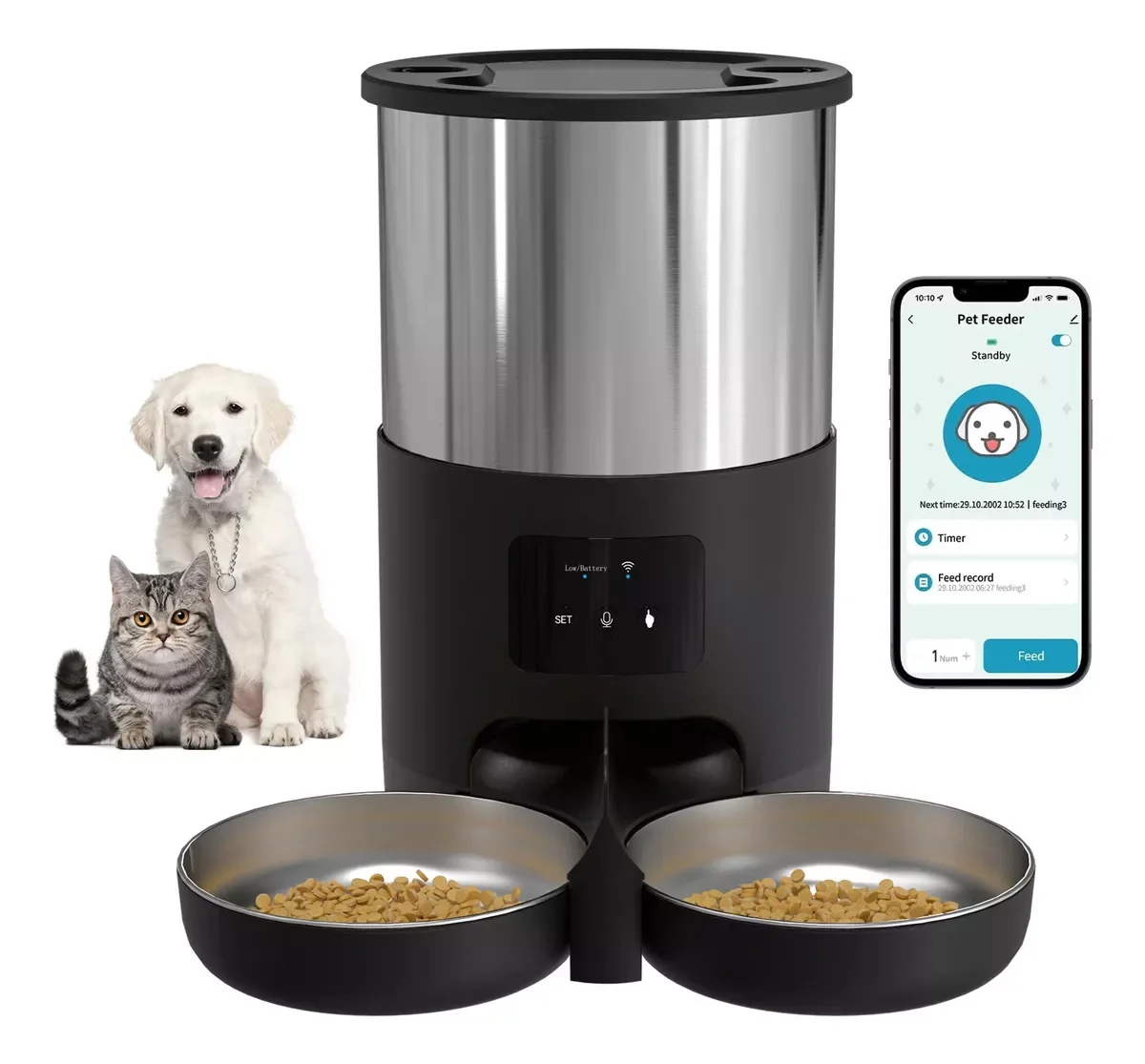Tuya Smart APP Pet Feeder Cat Dog Food Dispenser Suitable For Small And Medium-Sized Cats And Dogs Mobile Phone Remote Feeding
Tuya Smart APP Pet Feeder Cat Dog Food Dispenser Suitable For Small And Medium-Sized Cats And Dogs Mobile Phone Remote Feeding