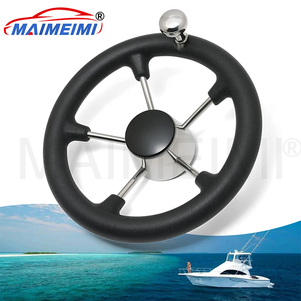 11 inch Black Marine Stainless Steel Steering Wheel With Anti-skid Function With Knob Grip Boat Accessories Fit For Yacht Boat
11 inch Black Marine Stainless Steel Steering Wheel With Anti-skid Function With Knob Grip Boat Accessories Fit For Yacht Boat