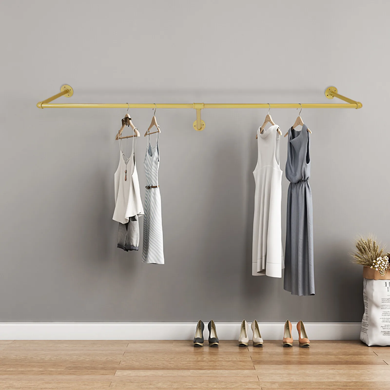 120cm/47inch Industrial Gold Clothes Rack Wall-Mounted Pipe Clothes Hanging Pole Shelves
120cm/47inch Industrial Gold Clothes Rack Wall-Mounted Pipe Clothes Hanging Pole Shelves