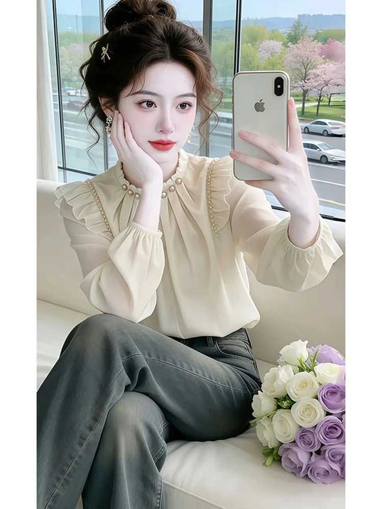 Elegant Long Sleeve Stand Collar Shirt Women's Fashion Design Sensation Spring Autumn New Style Casual Loose Fit Color
Elegant Long Sleeve Stand Collar Shirt Women's Fashion Design Sensation Spring Autumn New Style Casual Loose Fit Color