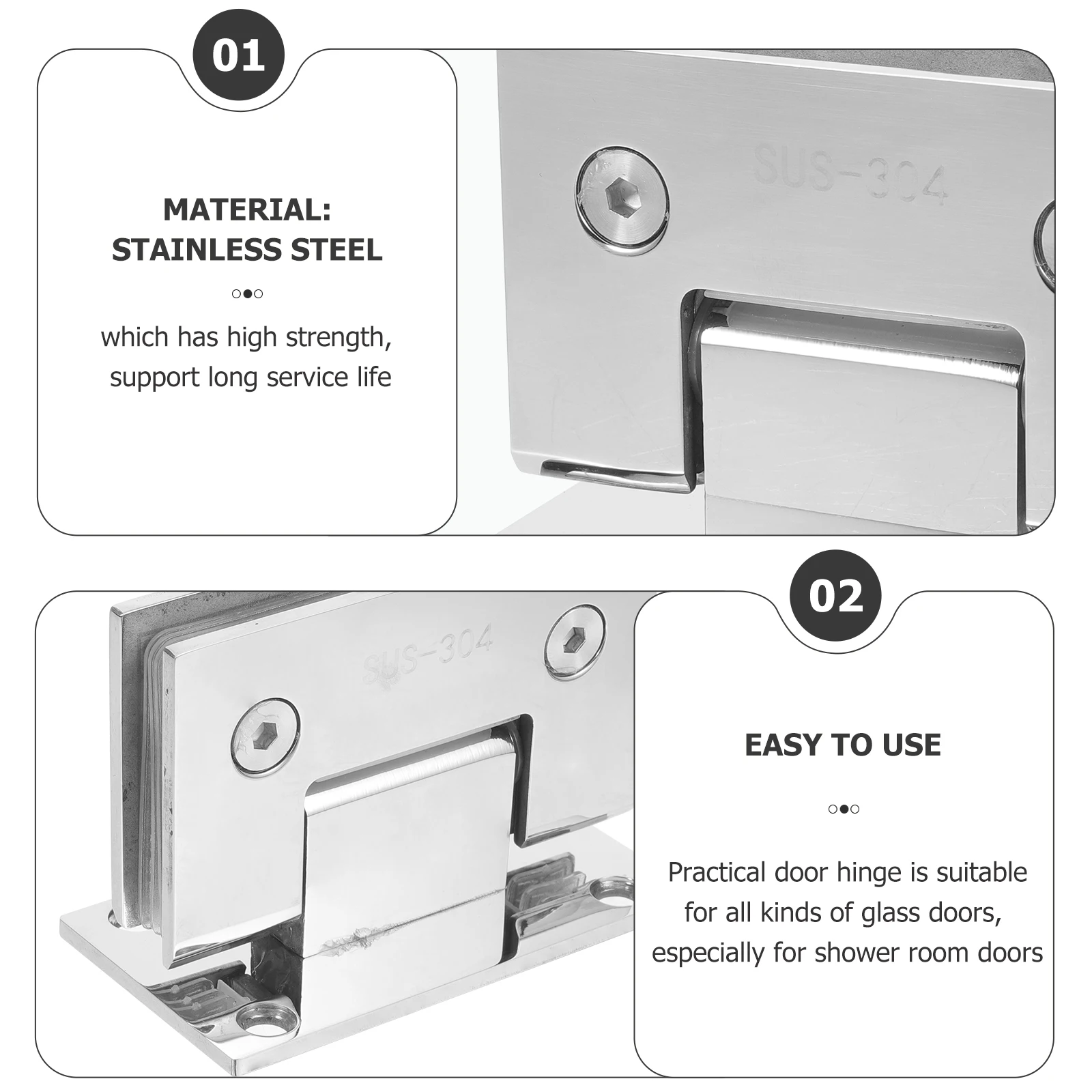 Stainless Steel Hinge for Frameless Shower Door Glass Door Hinge Heavy Duty 180 Degree Bathroom Silver Hardware Easy Install
Stainless Steel Hinge for Frameless Shower Door Glass Door Hinge Heavy Duty 180 Degree Bathroom Silver Hardware Easy Install