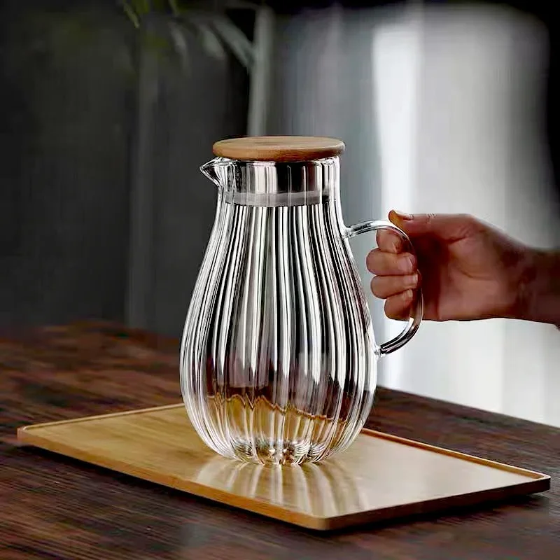 Large-capacity High Borosilicate Vertical Stripes Glass Cold Kettle Lemon Water Bottle Beverage Juice Drink Jug Home Pitcher
Large-capacity High Borosilicate Vertical Stripes Glass Cold Kettle Lemon Water Bottle Beverage Juice Drink Jug Home Pitcher