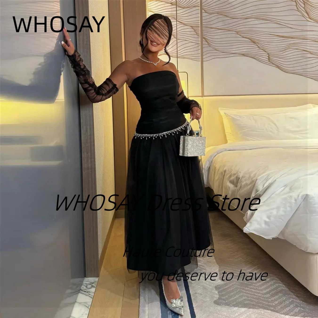 WHOSAY Black Prom Dresses Strapless Beaded Vestidos De Gala Detachable Long Sleeves Birthday Party Evening Bespoke Dress
WHOSAY Black Prom Dresses Strapless Beaded Vestidos De Gala Detachable Long Sleeves Birthday Party Evening Bespoke Dress