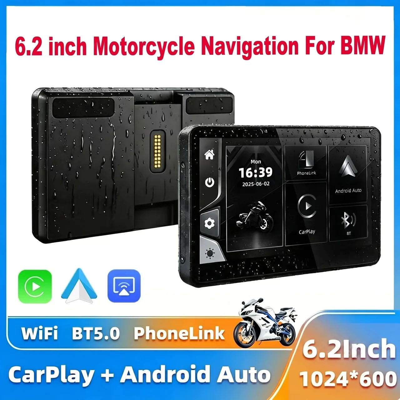 6.2" Motorcycle GPS Navigation Screen Wireless CarPlay Android Auto Dashboard, Universal with Bracket or for BMW Motorcycle
6.2" Motorcycle GPS Navigation Screen Wireless CarPlay Android Auto Dashboard, Universal with Bracket or for BMW Motorcycle