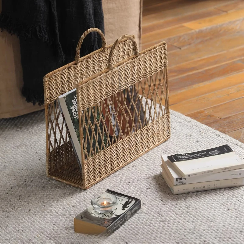 Creative Handled Book Basket Handwoven Natural Rattan Magazine Holder Study Storage Bin Multipurpose Organizer for Living Room
Creative Handled Book Basket Handwoven Natural Rattan Magazine Holder Study Storage Bin Multipurpose Organizer for Living Room