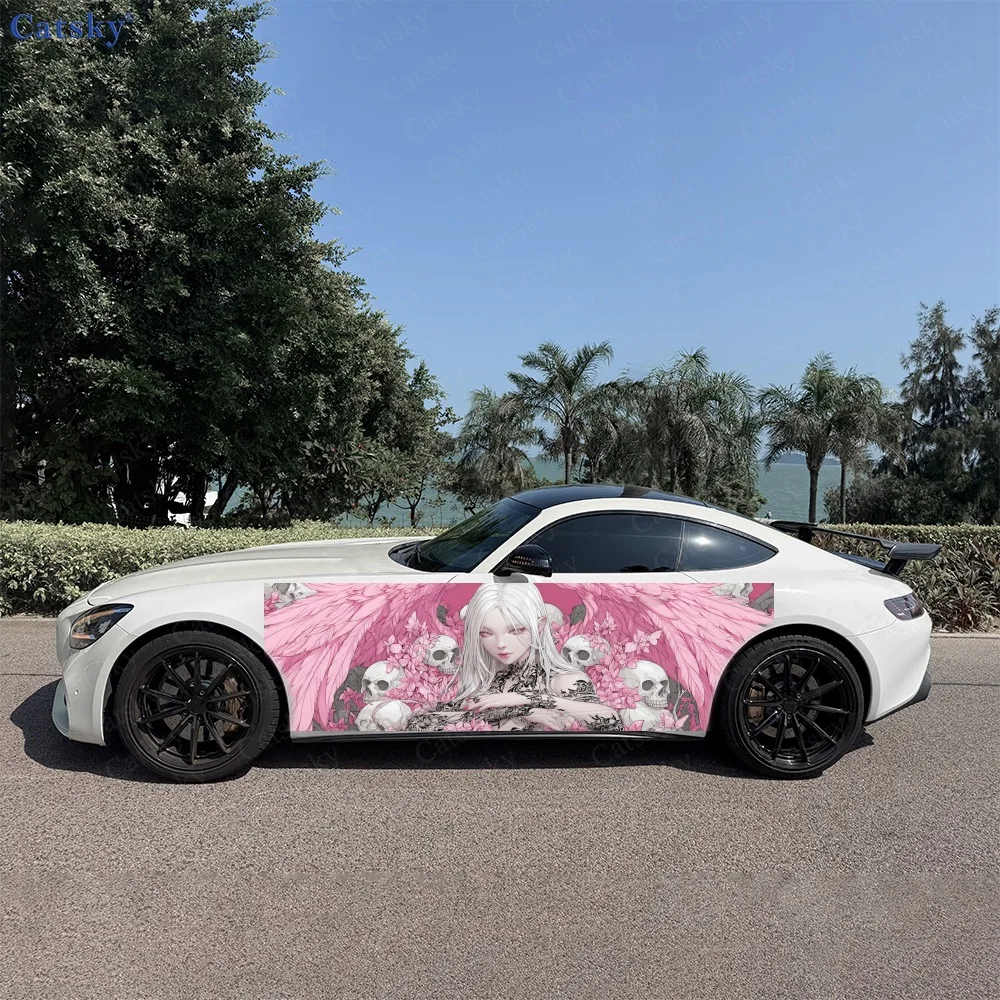 2pcs Gothic Angel with Pink Wings and Skulls car body side stickers, large vinyl wrap decals, automotive door side graphics
2pcs Gothic Angel with Pink Wings and Skulls car body side stickers, large vinyl wrap decals, automotive door side graphics