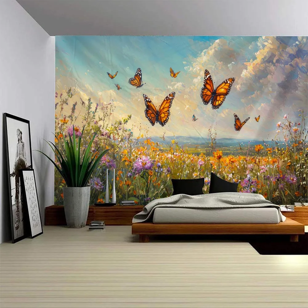 Flower Sea Butterfly Oil Painting Tapestry Dreamy Figures Sky Living Room Features Wall Decoration Bedroom Background Cloth
Flower Sea Butterfly Oil Painting Tapestry Dreamy Figures Sky Living Room Features Wall Decoration Bedroom Background Cloth