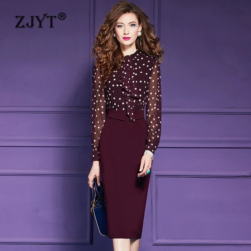 ZJYT Elegant Ladies Dot Print Pencil Dresses for Women Office 2025 Designer Spring Long Sleeve Plus Size Dress Vestidos
ZJYT Elegant Ladies Dot Print Pencil Dresses for Women Office 2025 Designer Spring Long Sleeve Plus Size Dress Vestidos