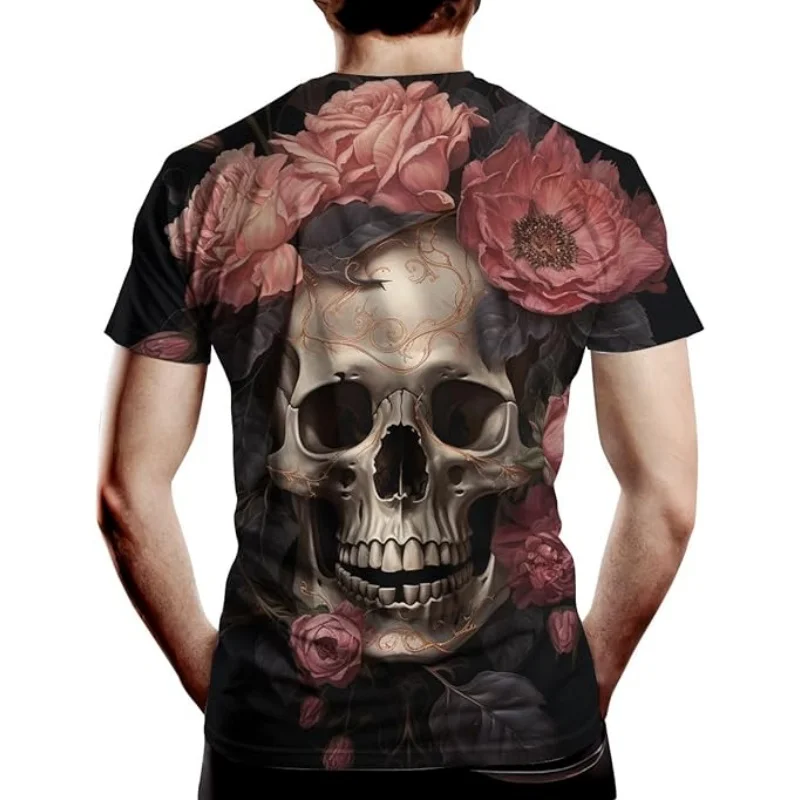 Gothic Rose Skull T-Shirt For Men 3D Print Personality Design Round Neck Short Sleeve Tees Halloween Theme Hip Hop Style Clothes 
Gothic Rose Skull T-Shirt For Men 3D Print Personality Design Round Neck Short Sleeve Tees Halloween Theme Hip Hop Style Clothes