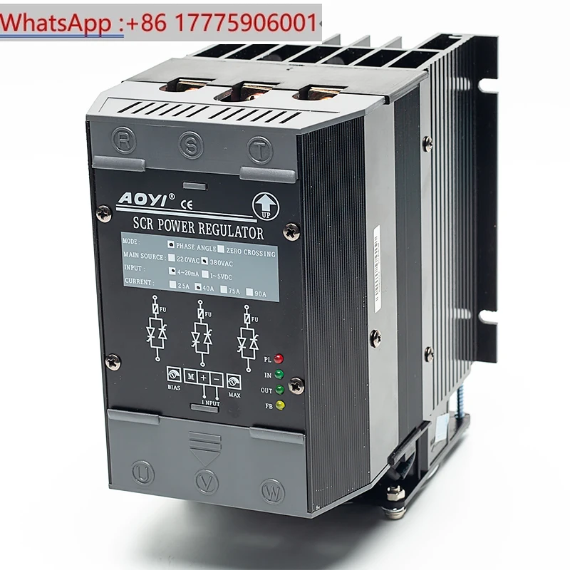Aoyi SCR25A/40A/75A three-phase power regulator
Aoyi SCR25A/40A/75A three-phase power regulator