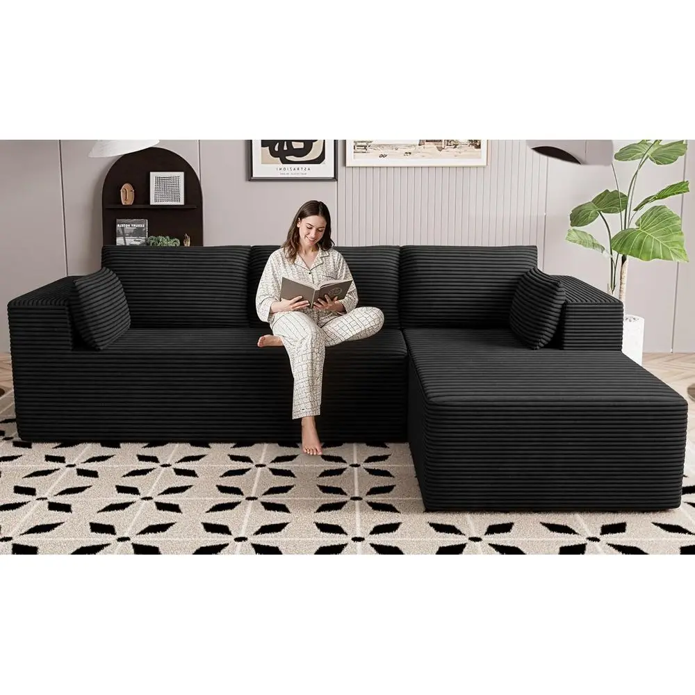 106 Inch L-Shaped Sectional Sofa with Deep Seating and Oversized Chaise, Memory Foam, 3-Seater, Black
106 Inch L-Shaped Sectional Sofa with Deep Seating and Oversized Chaise, Memory Foam, 3-Seater, Black
