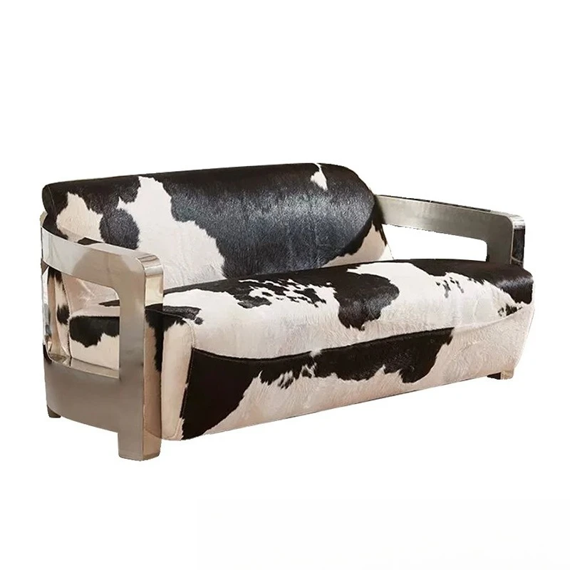 Leather sofa stainless steel metal furniture light luxury
Leather sofa stainless steel metal furniture light luxury