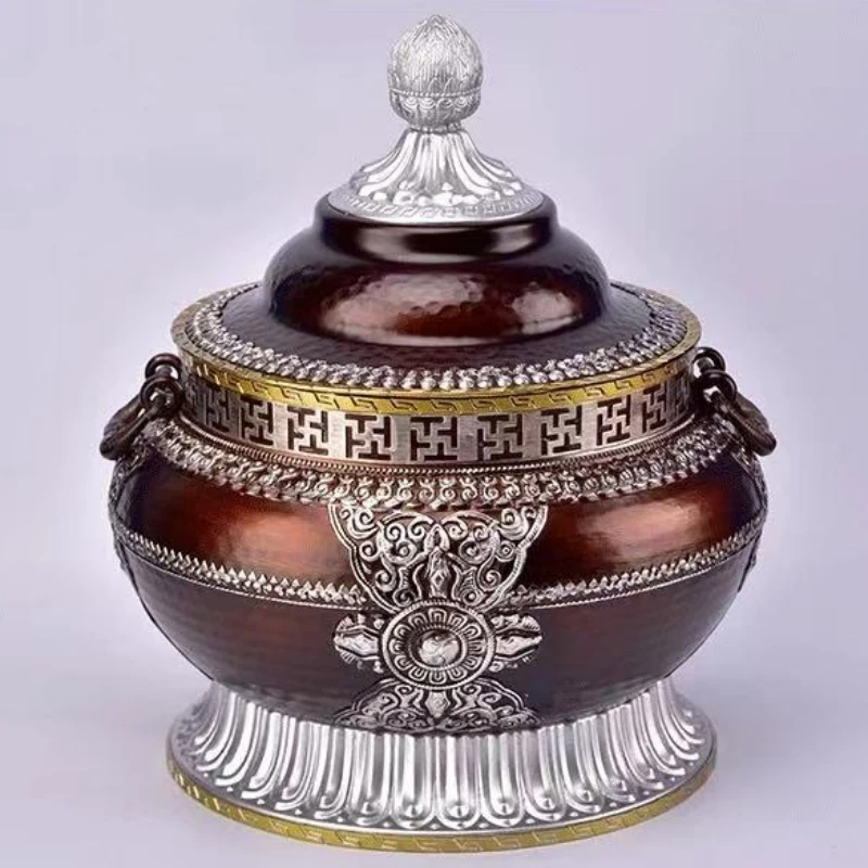 Tibetan-Style Multi-Design Alloy Eight Auspicious Symbols Tsampa Box,Butter Tea Canister, Storage Jar,Ethnic Decorative Ornament
Tibetan-Style Multi-Design Alloy Eight Auspicious Symbols Tsampa Box,Butter Tea Canister, Storage Jar,Ethnic Decorative Ornament