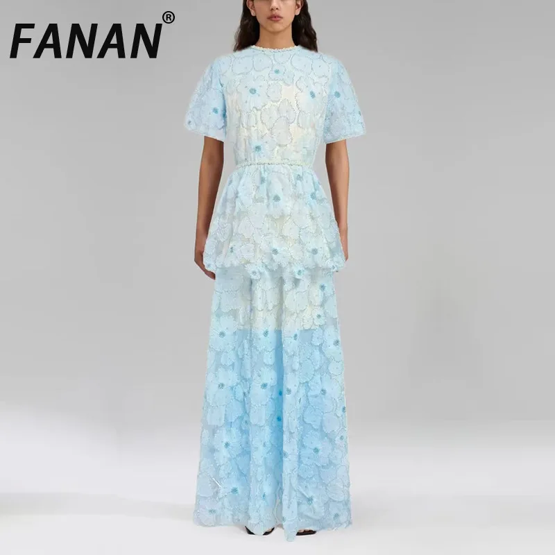 FANAN Luxury Lace Long Dress For Women Round Neck Short Sleeve Gathered Waist Elegant Evening Dresses 2025 Spring New Female
FANAN Luxury Lace Long Dress For Women Round Neck Short Sleeve Gathered Waist Elegant Evening Dresses 2025 Spring New Female