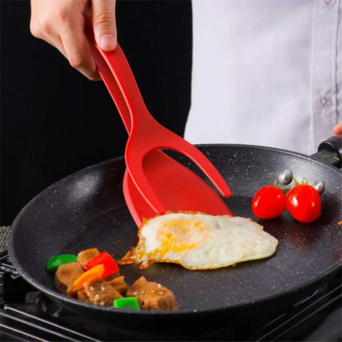 2 in 1 Handle Turn of Tongs, Spatula Tong for Fried Egg, Nylon Bread Tongs, Cooking Tool, Kitchen UtensilsJAS
2 in 1 Handle Turn of Tongs, Spatula Tong for Fried Egg, Nylon Bread Tongs, Cooking Tool, Kitchen UtensilsJAS