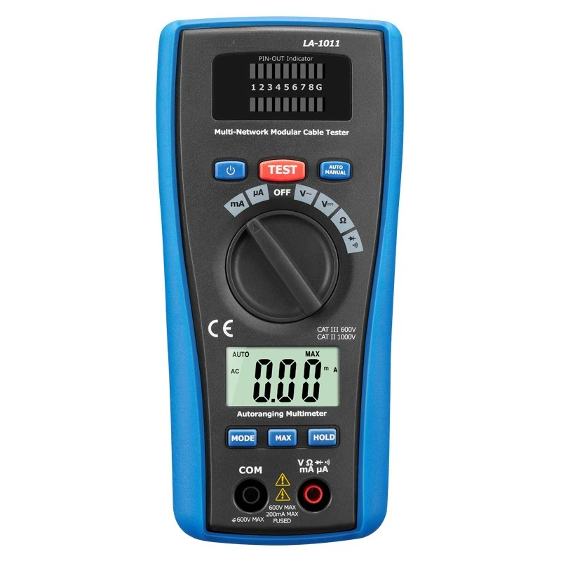 LA-1011 Digital RJ45 RJ11 LAN Cable Tester Multimeter Network Cable Finder Networking Repair Analyzer Handheld Portable Tool
LA-1011 Digital RJ45 RJ11 LAN Cable Tester Multimeter Network Cable Finder Networking Repair Analyzer Handheld Portable Tool
