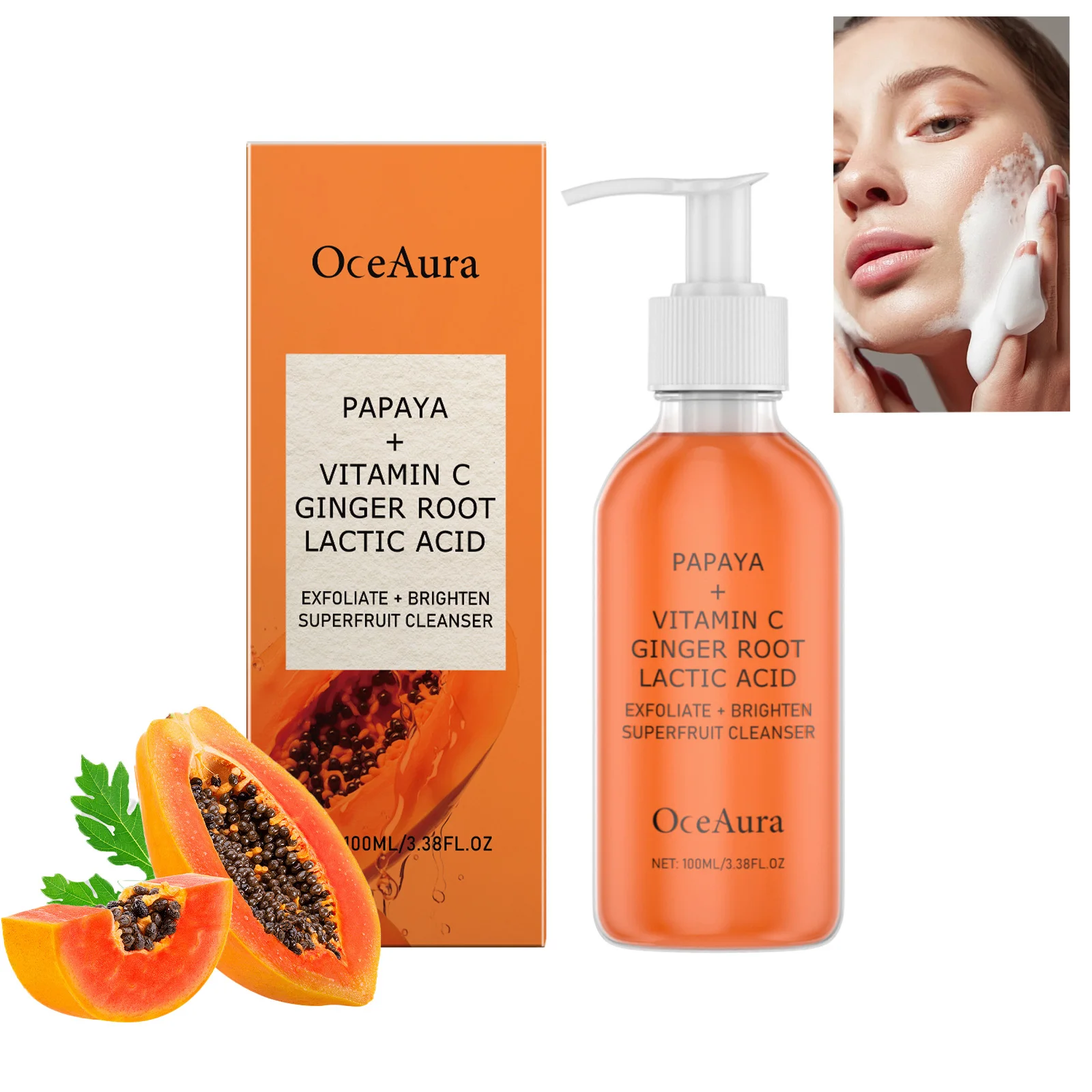 Papaya & Vitamin C Face Wash Gentle Exfoliating Brightening & Even Skin Tone Moisturizing Facial Cleanser for Soft Smooth Skin
Papaya & Vitamin C Face Wash Gentle Exfoliating Brightening & Even Skin Tone Moisturizing Facial Cleanser for Soft Smooth Skin