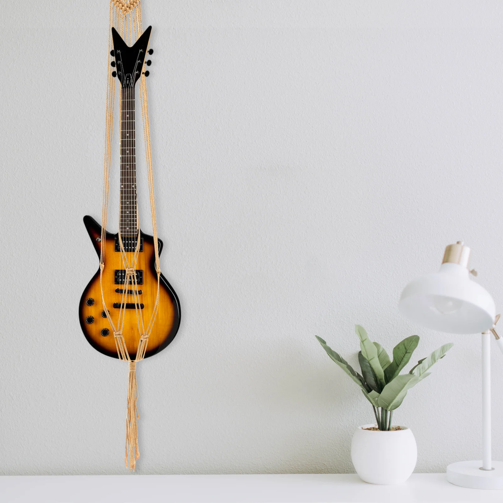 Macrame Guitar Wall Holder Woven Cotton Rope Hanger for Acoustic Electric Guitar Ukulele Storage Practical Decor 
Macrame Guitar Wall Holder Woven Cotton Rope Hanger for Acoustic Electric Guitar Ukulele Storage Practical Decor