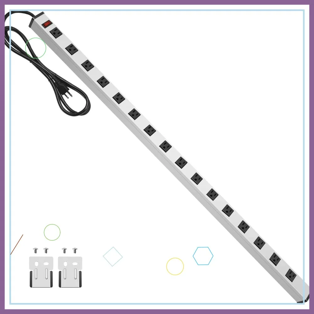 Long Metal 16 Outlet Power Strip, Wide Spaced Garage Industrial Heavy Duty with 25 FT Cord, 15A 125V 1875W
Long Metal 16 Outlet Power Strip, Wide Spaced Garage Industrial Heavy Duty with 25 FT Cord, 15A 125V 1875W