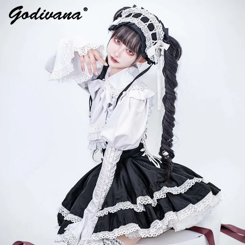 Japanese New Gothic Elegant Lolita Removable Bow Tie Long Sleeve Shirt Inner Top High Waist Strap Skirt Hairband Women's Outfits
Japanese New Gothic Elegant Lolita Removable Bow Tie Long Sleeve Shirt Inner Top High Waist Strap Skirt Hairband Women's Outfits