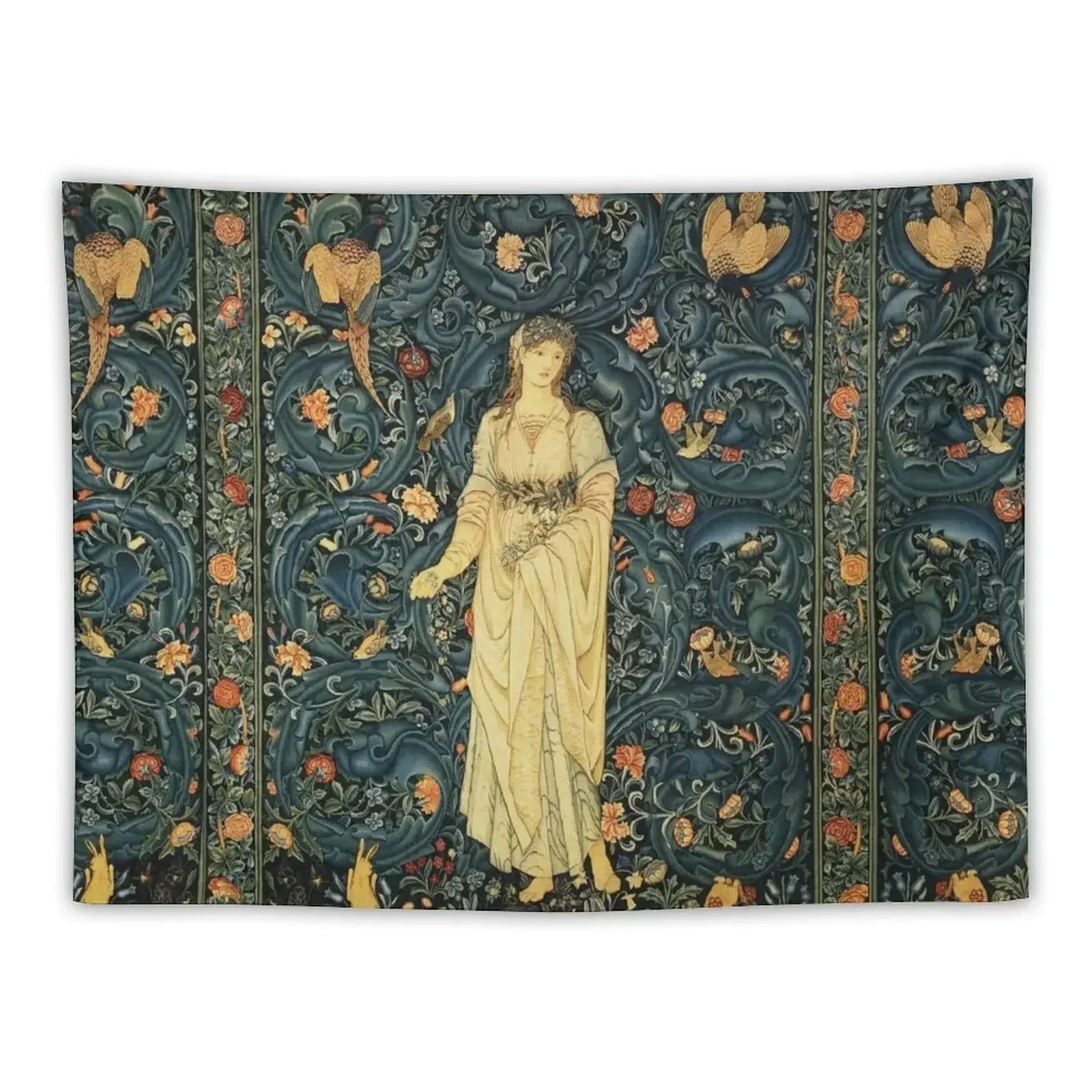 LADY FLORA, GREENERY, FOREST ANIMALS ,BIRDS ,RABBITS Blue Green Floral Tapestry Wall Decor Decorative Paintings Tapestry
LADY FLORA, GREENERY, FOREST ANIMALS ,BIRDS ,RABBITS Blue Green Floral Tapestry Wall Decor Decorative Paintings Tapestry