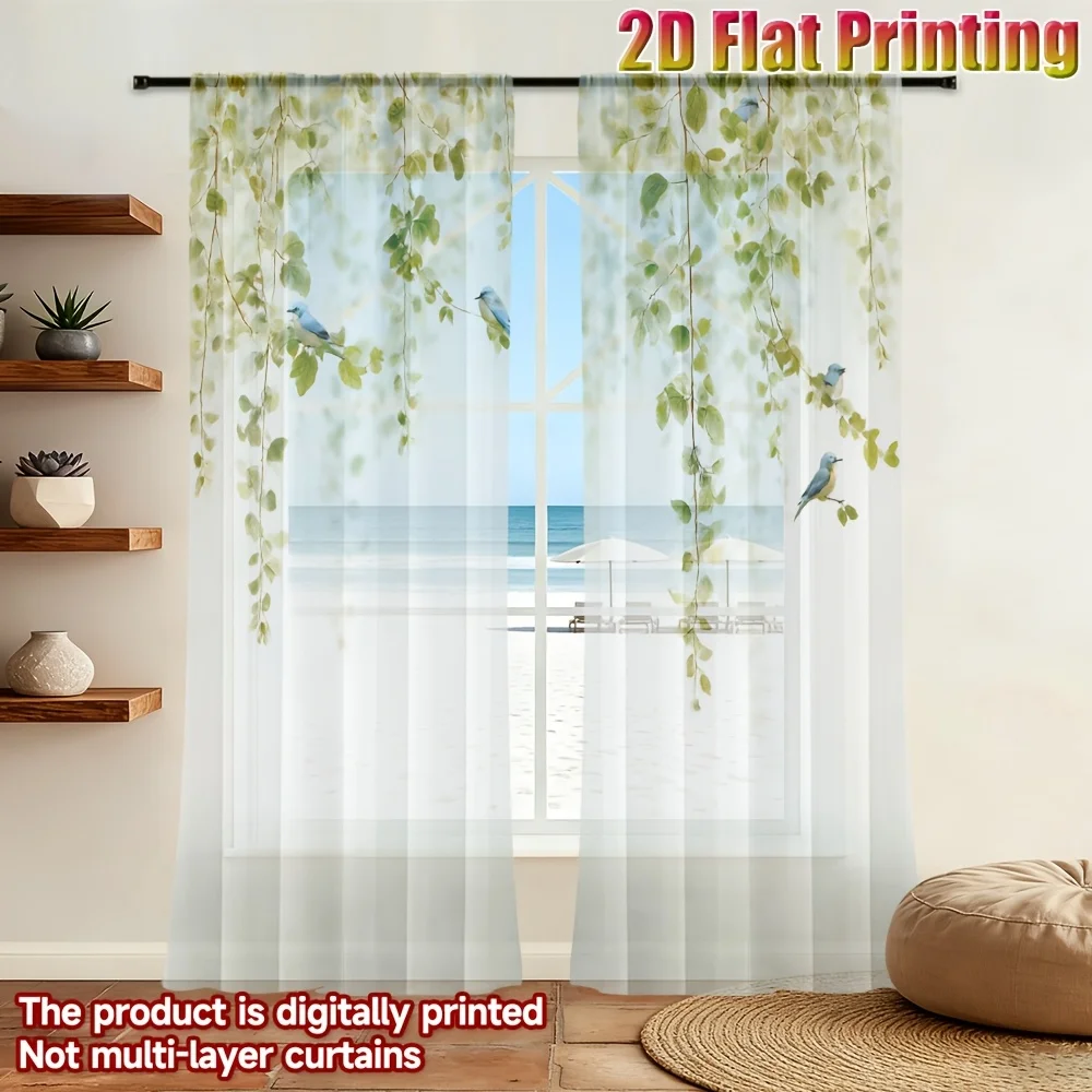 2pcs Birds Leaves Vine Sky Pattern Sheer Curtains, Washable Polyester Window Drapes, Rod Pocket, for Home Decor Living Room
2pcs Birds Leaves Vine Sky Pattern Sheer Curtains, Washable Polyester Window Drapes, Rod Pocket, for Home Decor Living Room
