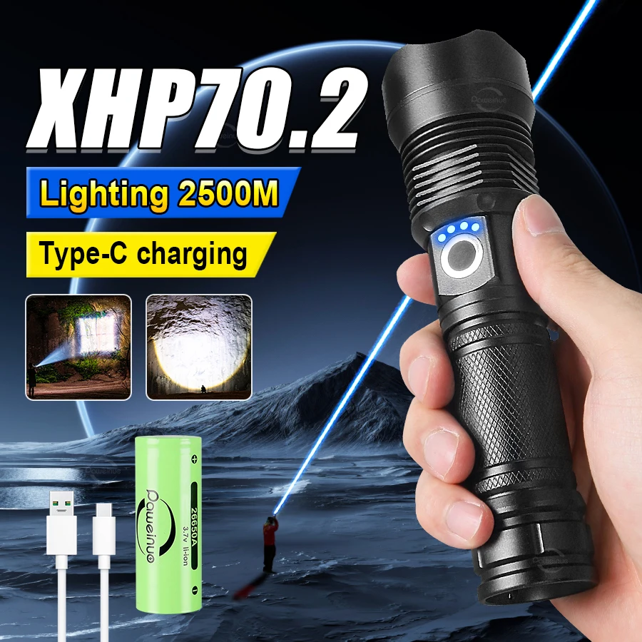 Ultra Bright Led Flashlights XHP70.2 Flashlight High Power USB Rechargeable Tactical Torch Light Waterproof Emergency Lantern
Ultra Bright Led Flashlights XHP70.2 Flashlight High Power USB Rechargeable Tactical Torch Light Waterproof Emergency Lantern
