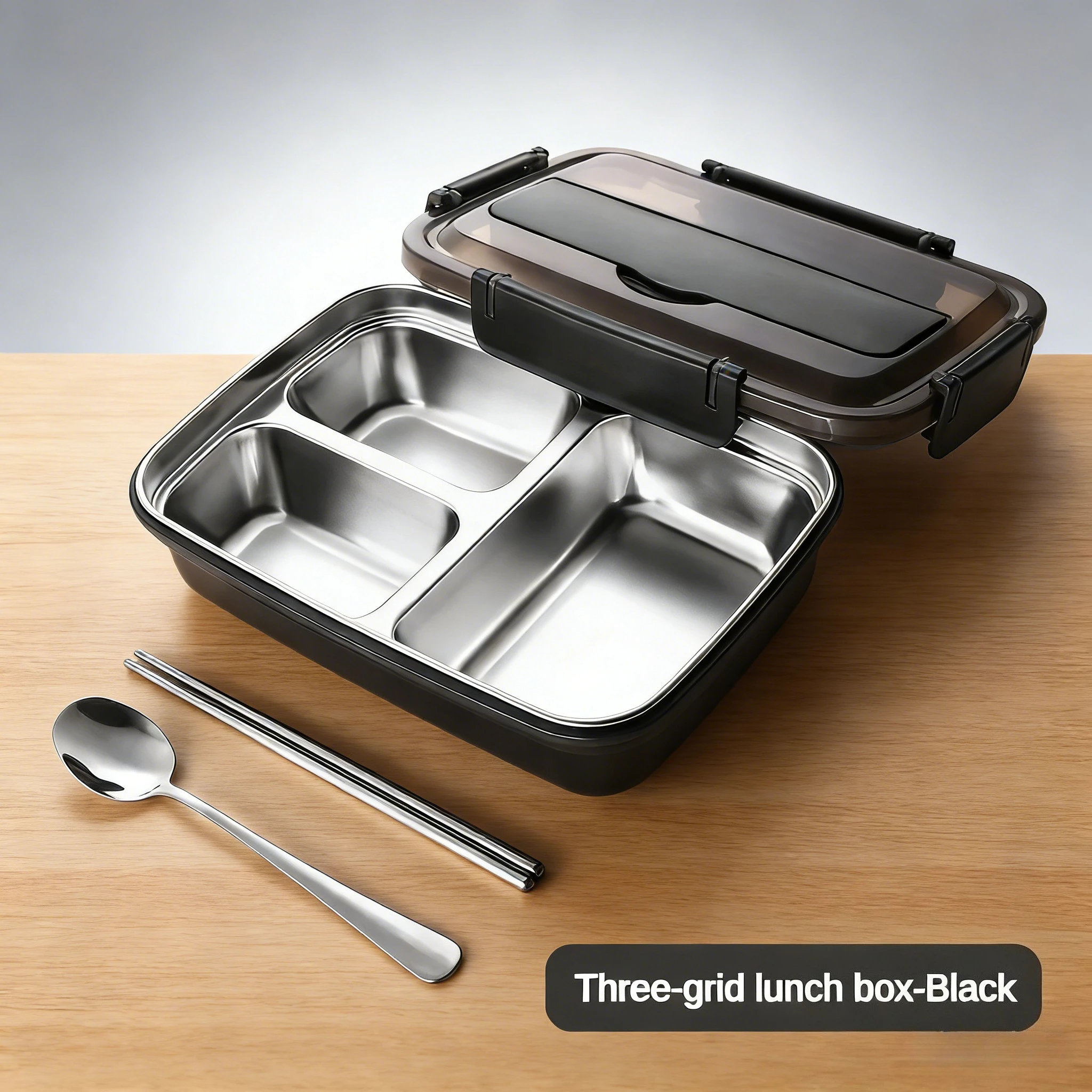 Leakproof, durable, and easy-to-clean stainless steel lunch box with compartments, featuring a 3/4-grid design,
Leakproof, durable, and easy-to-clean stainless steel lunch box with compartments, featuring a 3/4-grid design,