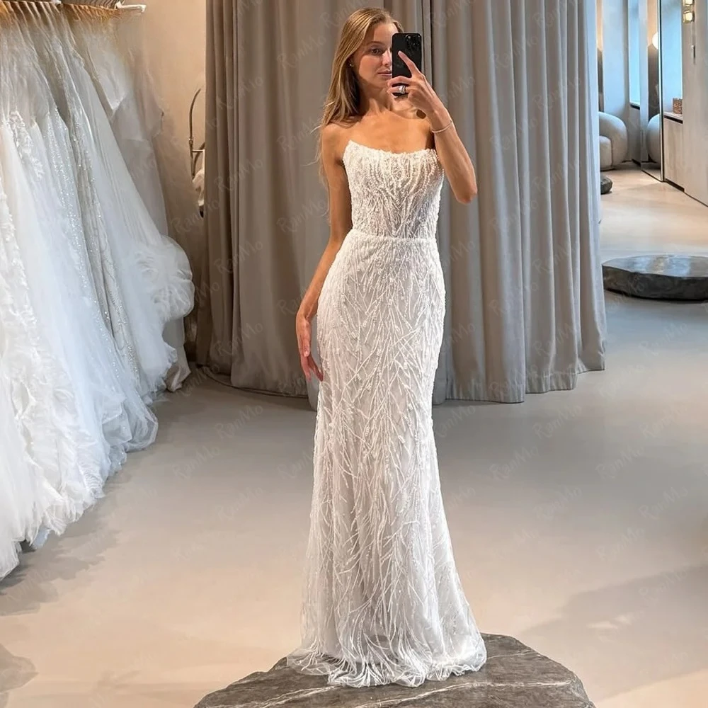 Luxury New Beads Lace Mermaid Wedding Dresses New Strapless White Bridal Gowns Prom Cocktail Dresses Customized
Luxury New Beads Lace Mermaid Wedding Dresses New Strapless White Bridal Gowns Prom Cocktail Dresses Customized