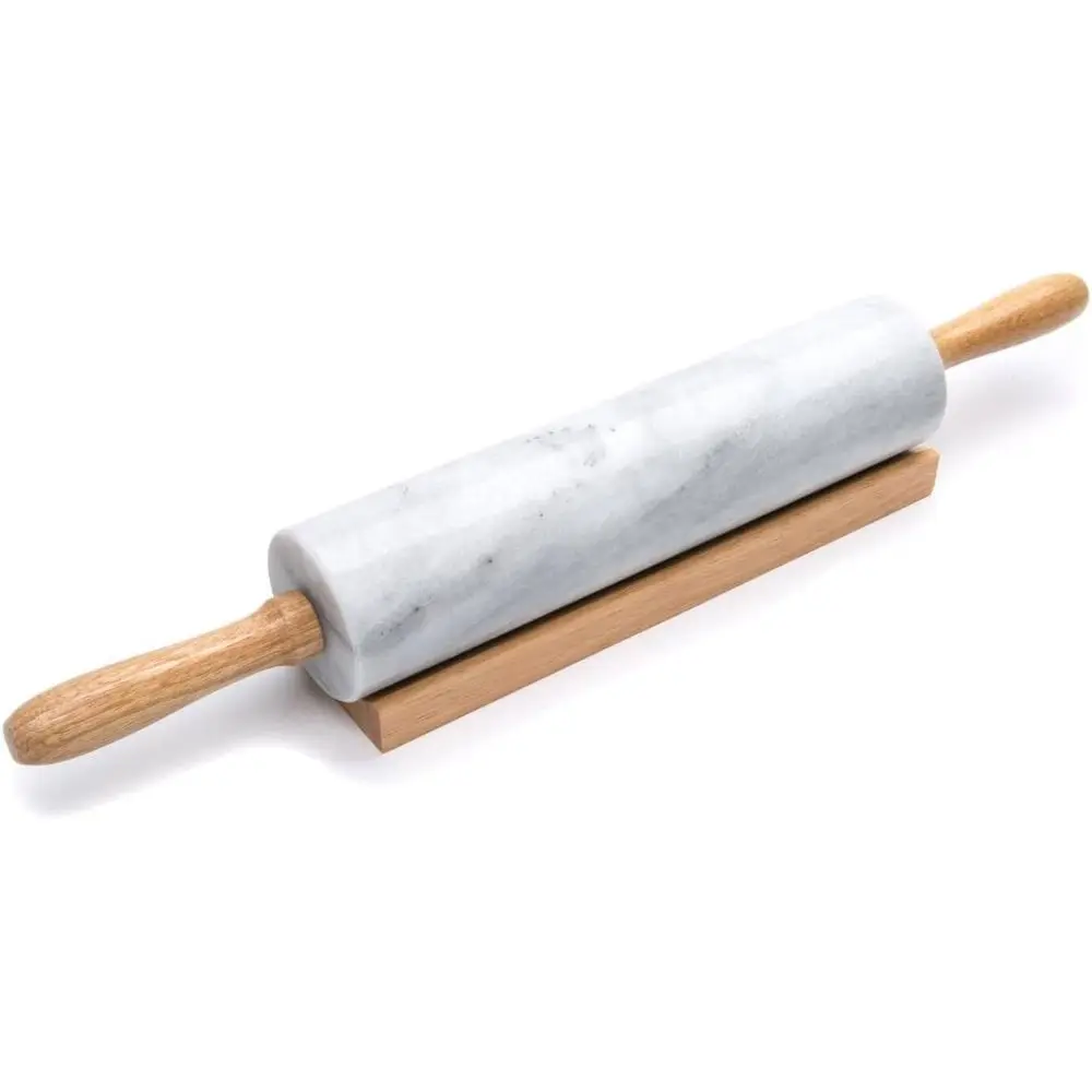 10-Inch White Marble Rolling Pin with Wooden Holder
10-Inch White Marble Rolling Pin with Wooden Holder