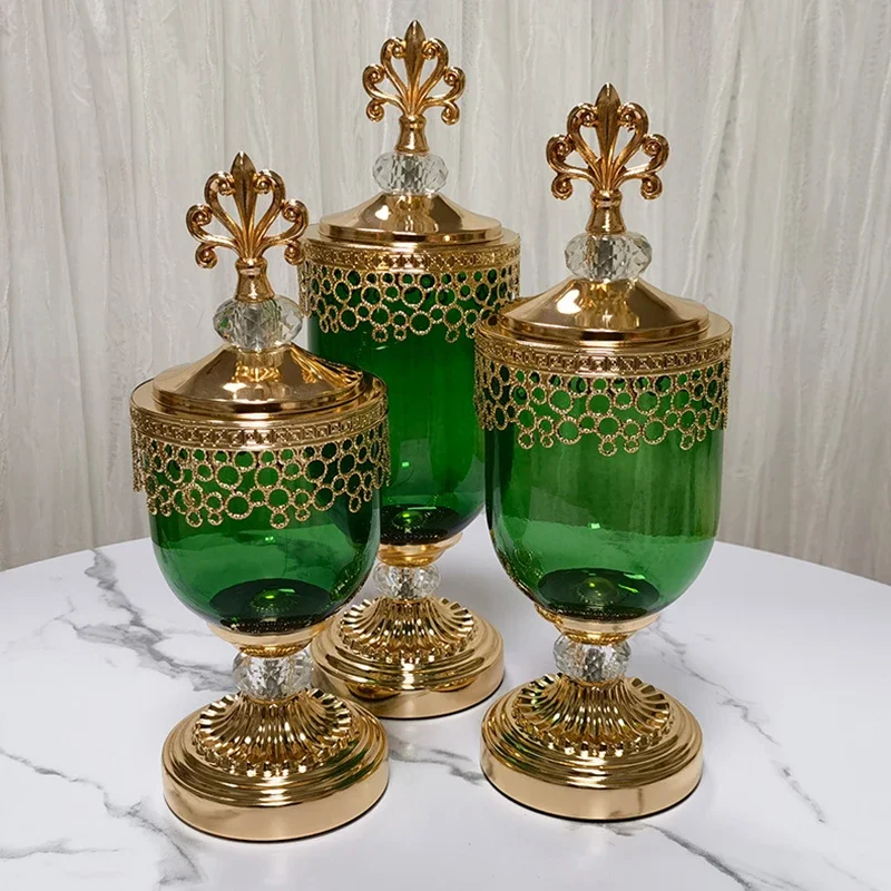 European-style Glass Storage Jar Metal Hollow Vase Delicate with Lid Candy Nuts Jewelry Storage Box Decorative Glass Bottle Gift
European-style Glass Storage Jar Metal Hollow Vase Delicate with Lid Candy Nuts Jewelry Storage Box Decorative Glass Bottle Gift