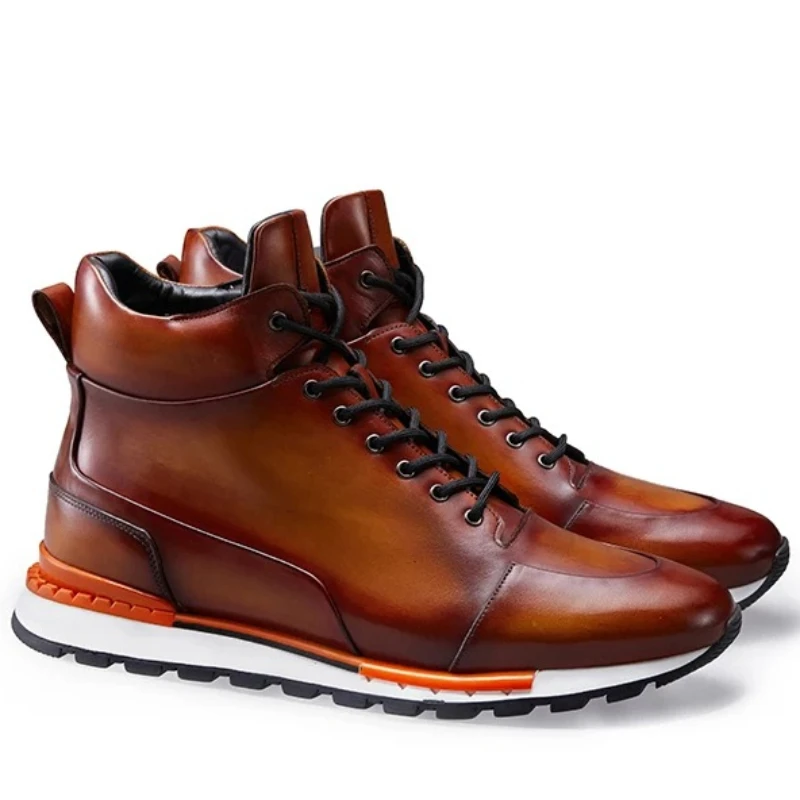 British High-top Boots Shoes for Men's Retro Thick Soled Height Increasing Shoes Lightweight Breathable Leather Thick-sole Shoes
British High-top Boots Shoes for Men's Retro Thick Soled Height Increasing Shoes Lightweight Breathable Leather Thick-sole Shoes
