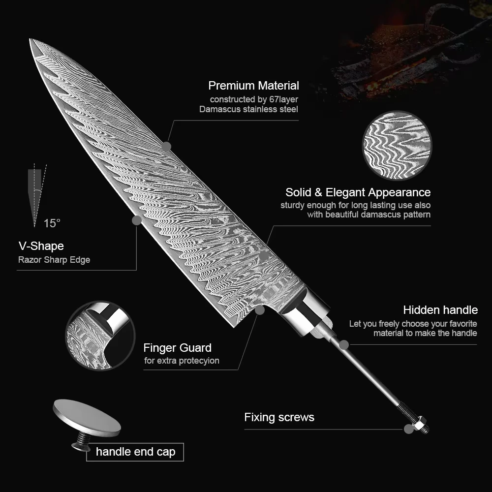 High Hardness Japanese Damascus Steel Kitchen Knife Blanks Chef's Knife Bread Knife Handmade DIY Utility Kit Without Handle
High Hardness Japanese Damascus Steel Kitchen Knife Blanks Chef's Knife Bread Knife Handmade DIY Utility Kit Without Handle
