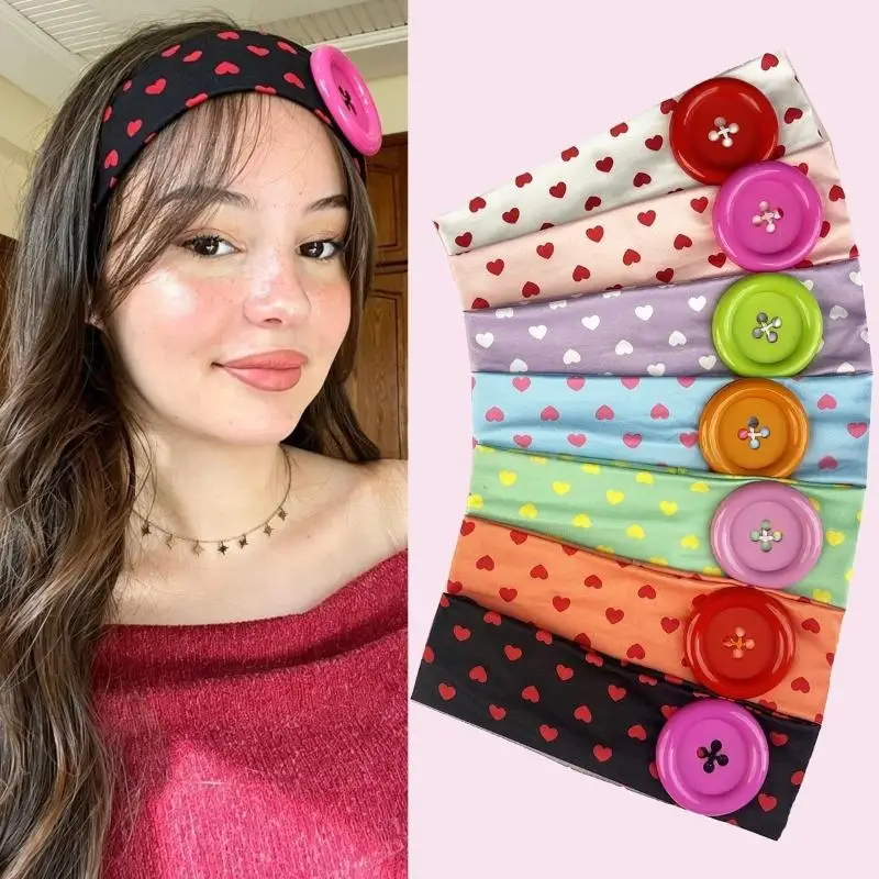 【xxx】Summer Vintage Dopamine Large Button Heart Print Headband Spicy Girl Ins Style Y2K Elastic Hairband Sports Yoga Headband
【xxx】Summer Vintage Dopamine Large Button Heart Print Headband Spicy Girl Ins Style Y2K Elastic Hairband Sports Yoga Headband
